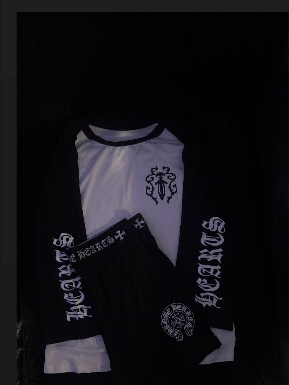 Chrome Hearts Black and White Women's Short Pajama Set